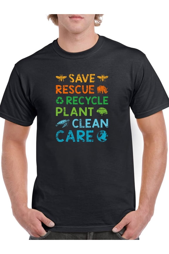 Save, Rescue, Recycle, Plant Men T-Shirt, Male XX-Large