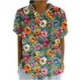thumbnail image 1 of Save On Rose-Flower Graphics Summer Tops for Women Collared Tee Short Sleeve Top Floral Cute Tunic Blouses Relaxed Fit Basic Tee Shirts Causal Dressy Blosue Work Office Costume 2025, 1 of 5