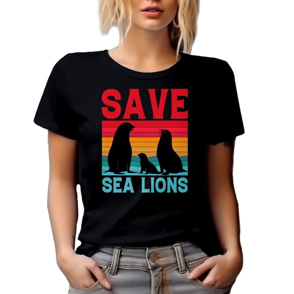 Save Sea Lions - Seal Lover or Rescuer Quote, Black T-Shirt, 3XL
