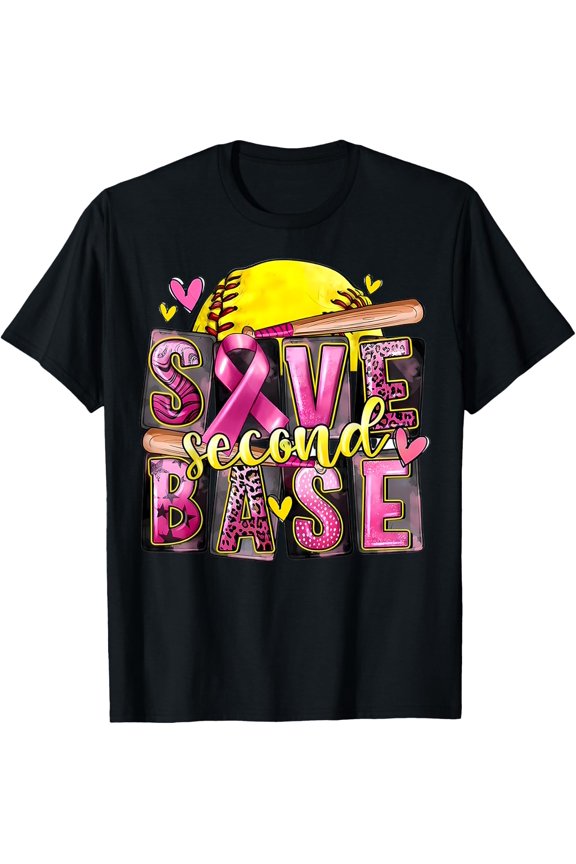 Save Second Base Softball Breast Cancer Awareness Tee