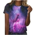 thumbnail image 1 of Save On Starry Sky Tunic Tops for Women Tie Dye Print Tee Shirts Round Neck Gradient T-Shirts Loose Short Sleeve Shirts T-Shirts Summer Casual Comfy Blouse 2025, 1 of 5