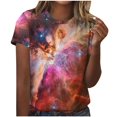 thumbnail image 1 of Save On Starry Sky Tunic Tops for Women Tie Dye Print Tee Shirts Round Neck Gradient T-Shirts Loose Short Sleeve Shirts T-Shirts Summer Casual Comfy Blouse 2025, 1 of 5