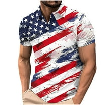Save On Summer Polo Shirts For Men Independence Day Patriotic Collared Tee Shirts Ultra Soft Short Sleeve Tunic Tops Causal Retro Sweatwear Usa Flag Star Stripe Top Beach Holiday Outfits