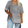 thumbnail image 1 of Save Summer TShirts for Women Dressy Causal Tee Shirts Floral Printed Tunic Tops Round Neck Short Sleeve Tshirts Plus Size Tees Cute Rose-Flower Tunic Blouses Going Out Vacation Tunics Shirts Clothes, 1 of 4