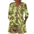 thumbnail image 1 of Save On Summer Womens Linen Peplum Tops V Neck 3/4 Sleeve Shirts Retro Floral Printed Tee Shirt Casual Pleated Blouse Tee Ladies Tunic Blouses With Pockets, 1 of 5