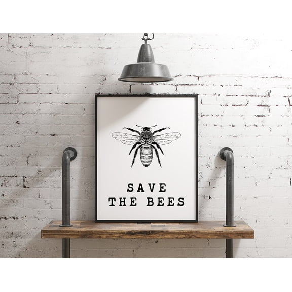 Save The Bees Nature Typography Inspirational Typography Quote Wall Art Decor Unframed Paper Print