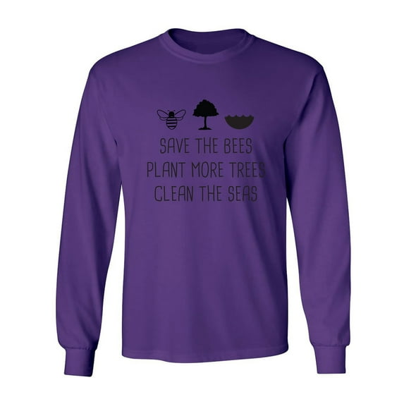 Save The Bees Plant More Trees Adult Long Sleeve T-shirt
