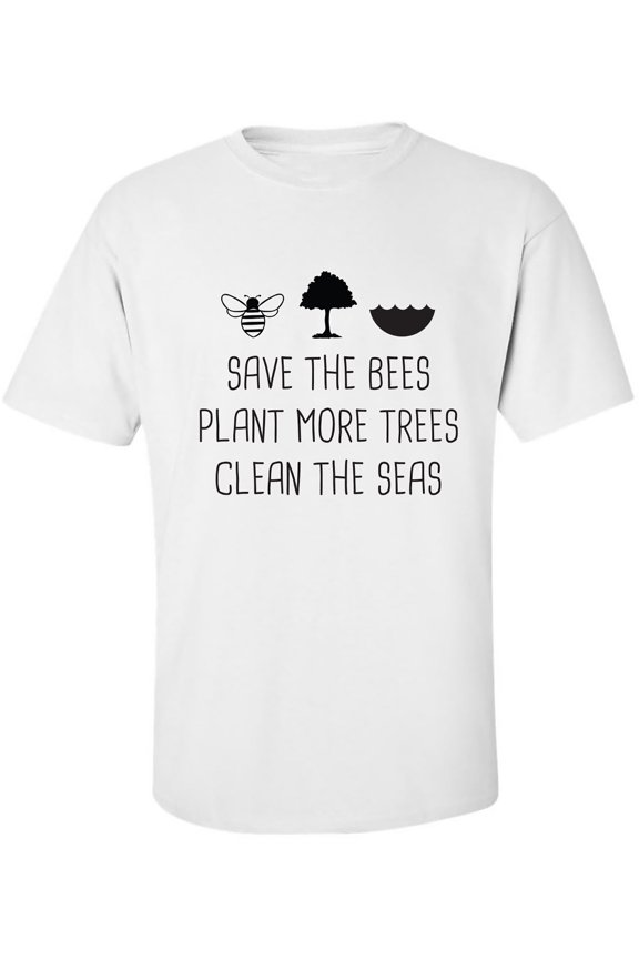 Save The Bees Plant More Trees Adult Short Sleeve T-shirt