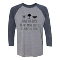 thumbnail image 1 of Save The Bees Plant More Trees Unisex 3/4 Sleeve Baseball Raglan Tee, 1 of 2