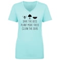 thumbnail image 1 of Save The Bees Plant More Trees Womens V-Neck T-Shirt, 1 of 3