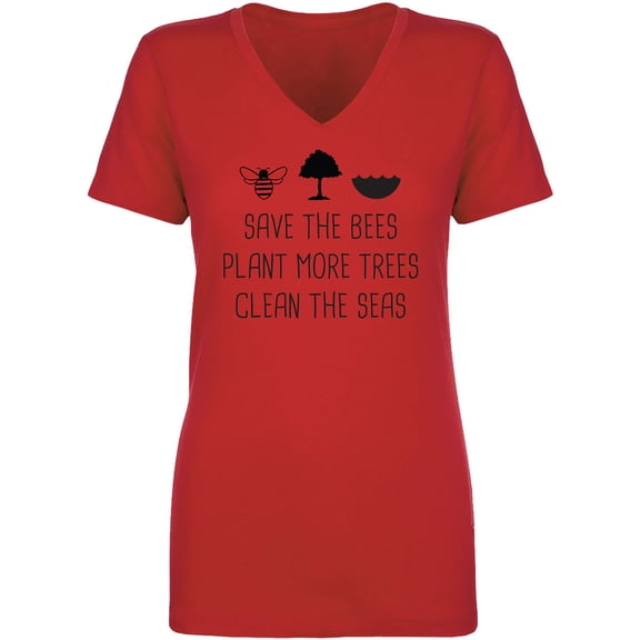 Save The Bees Plant More Trees Womens V-Neck T-Shirt