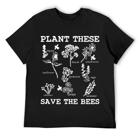 Save The Bees Plant These - Beekeeper Nature Environmental T-Shirt Black