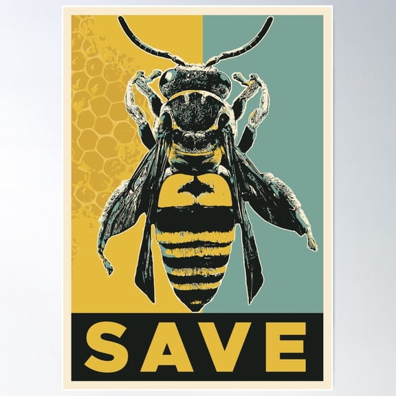 Save The Bees Poster Wall Art, Modern Wall Decor For Living Room Bedroom, 8x12 UNFRAMED
