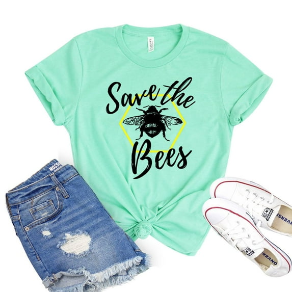 Save The Bees Shirt Bee Lover Gift Gardener Shirts Women's Botanical Tshirt Honey Bee T-shirt Environment Tee