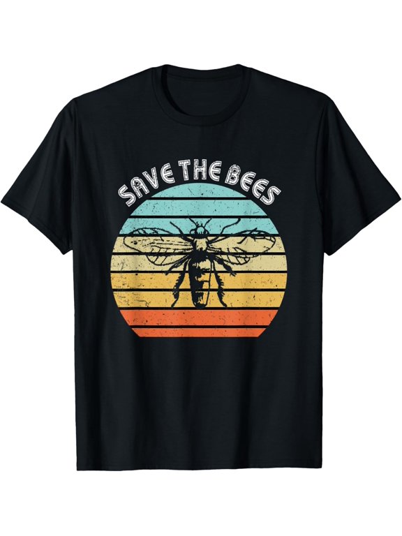 Save The Bees Shirt Retro Style Bee Climate Change T-Shirtmen and women can wear, black, white, gifts.S,M,L,XL,2XL,3XL,2272XL