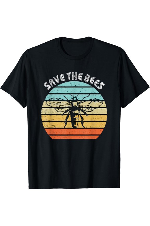 Save The Bees Shirt Retro Style Bee Climate Change T-Shirtmen and women can wear, black, white, gifts.S,M,L,XL,2XL,3XL,2272XL