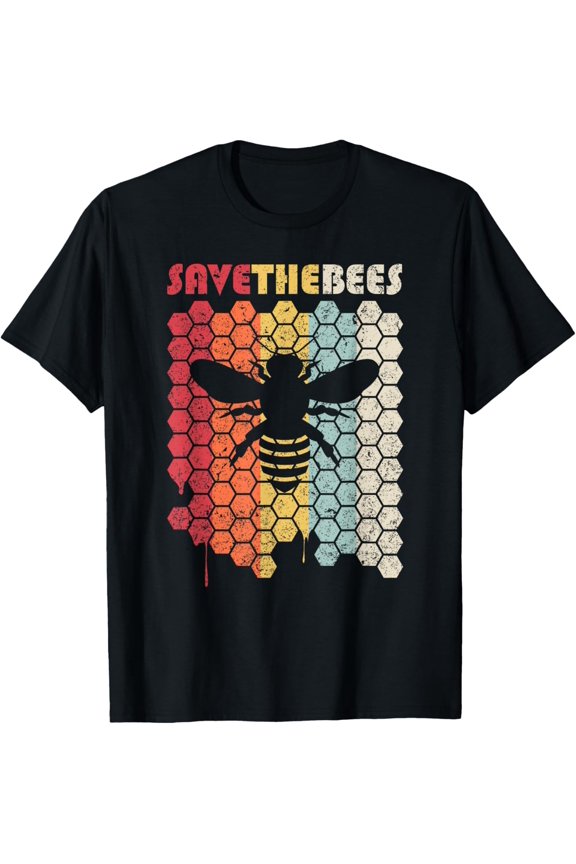 Save The Bees Shirt. Retro Style Climate Change T-Shirt T-Shirtmen and women can wear, black, white, gifts.S,M,L,XL,2XL,3XL,2273XL