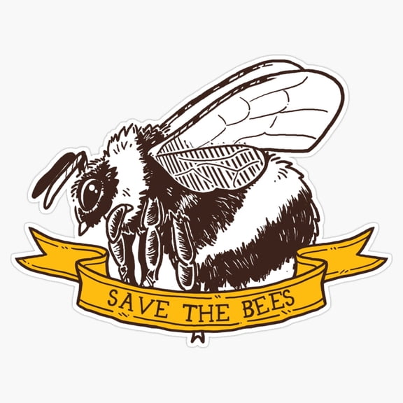 Save The Bees Symmetrical Flying Bumblebee Insect Environmental Wilderness Preservation Decal For Bottle Sticker