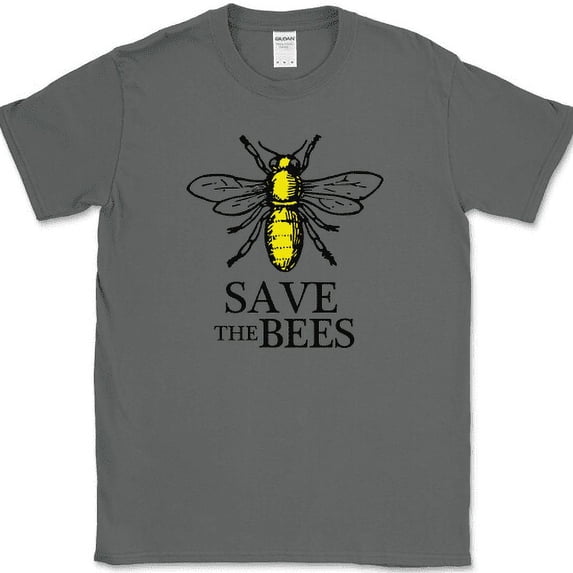 Save The Bees T-Shirt Extinct Help Fund Raiser Group Hive Honey Tee - Charcoal, S