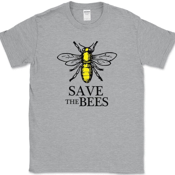 Save The Bees T-Shirt Extinct Help Fund Raiser Group Hive Honey Tee - Heather Grey, L