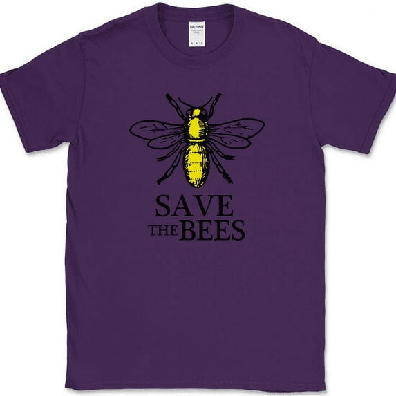 Save The Bees T-Shirt Extinct Help Fund Raiser Group Hive Honey Tee - Purple, M