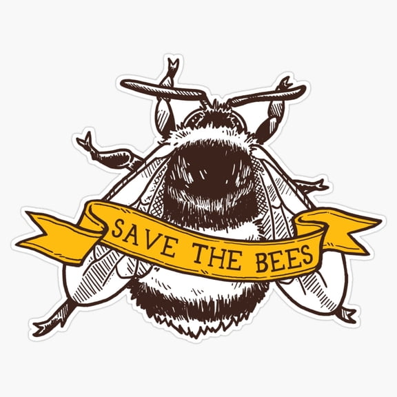 Save The Bees Yellow Bumblebee Insect Environmental Wildlife Flower Decal For Hydration Bottle Sticker