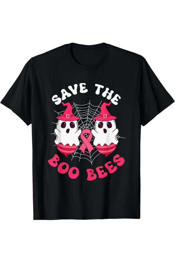 Save The Boo Bees Funny Halloween Breast Cancer Awareness T-Shirt