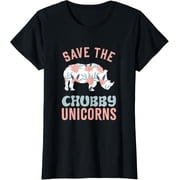Save The Chubby Unicorns Animal Rights Womens Funny Rhino T-Shirt men and women can wear, black, white, gifts