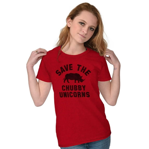 Save The Chubby Unicorns Fantasy Womens Slim Fit Graphic Tee Brisco Brands S