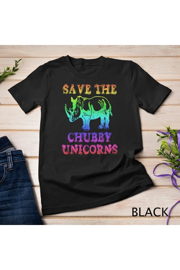 Save The Chubby Unicorns Funny Rhino Rhinoceros Lover Tee Unisex T-Shirt up to size 5XL