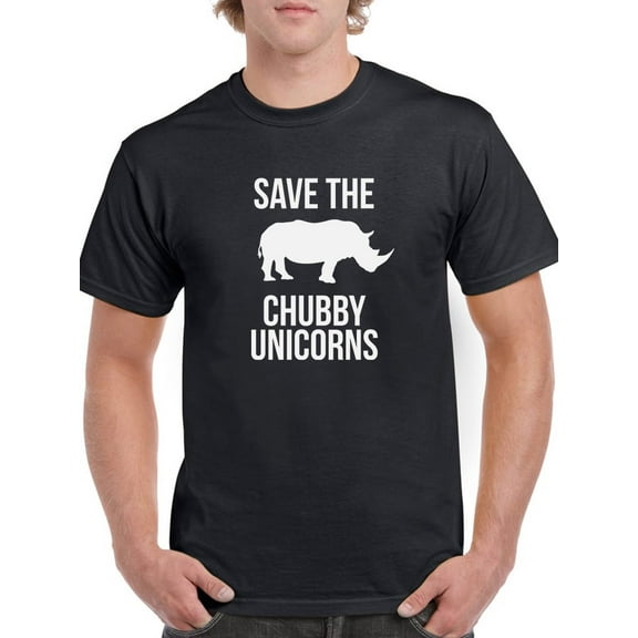 Save The Chubby Unicorns Rhino Men Black T-Shirt, Male x-Large