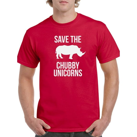 Save The Chubby Unicorns Rhino Men Red T-Shirt, Male Large