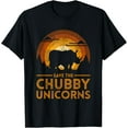 thumbnail image 1 of Save The Chubby Unicorns Rhino T-Shirt men and women can wear, black, white, gifts, 1 of 4