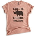 thumbnail image 1 of Save The Chubby Unicorns T-shirt, Unisex Women's Men's Shirt, Funny Unicorn T-shirt, Rhinoceros Tee, Heather Sunset, Medium, 1 of 6