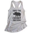 thumbnail image 1 of Save The Chubby Unicorns Tank Top, Ladies Racerback Tank Top, Funny Unicorn Tank, Silver Gray, Large, 1 of 3