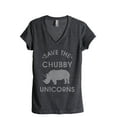 thumbnail image 1 of Save The Chubby Unicorns Women's Fashion Relaxed V-Neck T-Shirt Tee Charcoal Grey Medium, 1 of 3