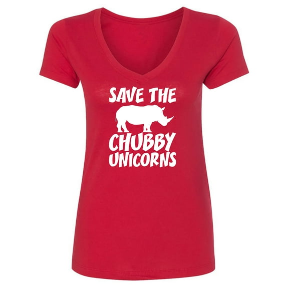 Save The Chubby Unicorns Womens V-Neck T-Shirt