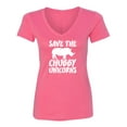 thumbnail image 1 of Save The Chubby Unicorns Womens V-Neck T-Shirt, 1 of 2