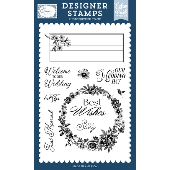 Echo Park Save The Date Stamp Set-Best Wishes Wedding Stamp Set