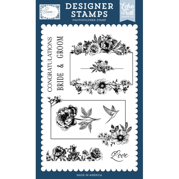 Echo Park Save The Date Stamp Set-Love Bird Stamp Set