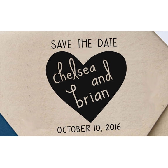Save The Date Pre Inked Custom Stamper Wedding Invitation Rubber Stamp Self Inking Heart