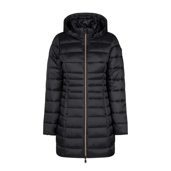 Save The Duck Reese 3/4 Hooded Puffer Black Coat (US, Alpha, XX-Large, Regular, Regular, Black)