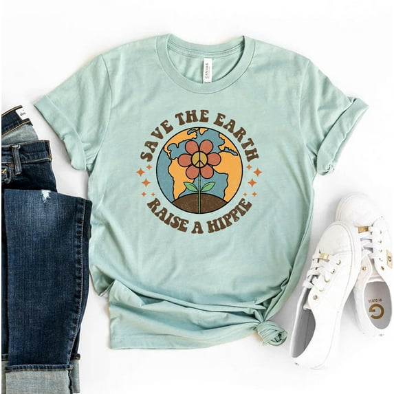 Save The Earth Raise A Hippie T-shirt Soul Shirt Good Vibes Gift Bees Botanical Planet Top World Day Mother Global Warming Nature
