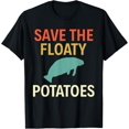 thumbnail image 1 of Save The Floaty Potatoes Retro Vintage Colors Manatee T-Shirt, 1 of 4