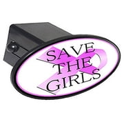 Save The Girls Breast Cancer Awareness 2 Oval Tow Trailer Hitch Cover Plug Insert