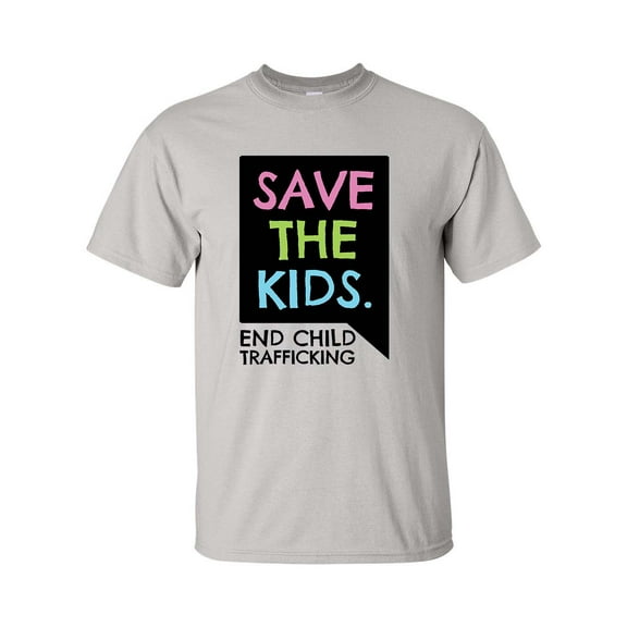 Save The Kids End Child Trafficking Unisex Adult Short Sleeve T-shirt-Ice Grey-xl