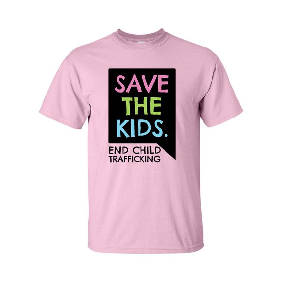 Save The Kids End Child Trafficking Unisex Adult Short Sleeve T-shirt-Light Pink-medium