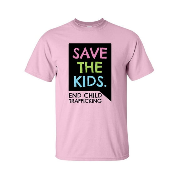 Save The Kids End Child Trafficking Unisex Adult Short Sleeve T-shirt-Light Pink-xl