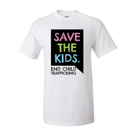 Save The Kids End Child Trafficking Unisex Adult Short Sleeve T-shirt-White-xl