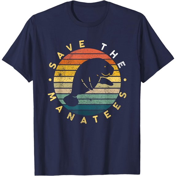 Save The Manatees Chubby Floaty Potatoes Vintage Gift Softstyle Unisex T-Shirt Men Women Kids,Navy Color,Size 4T